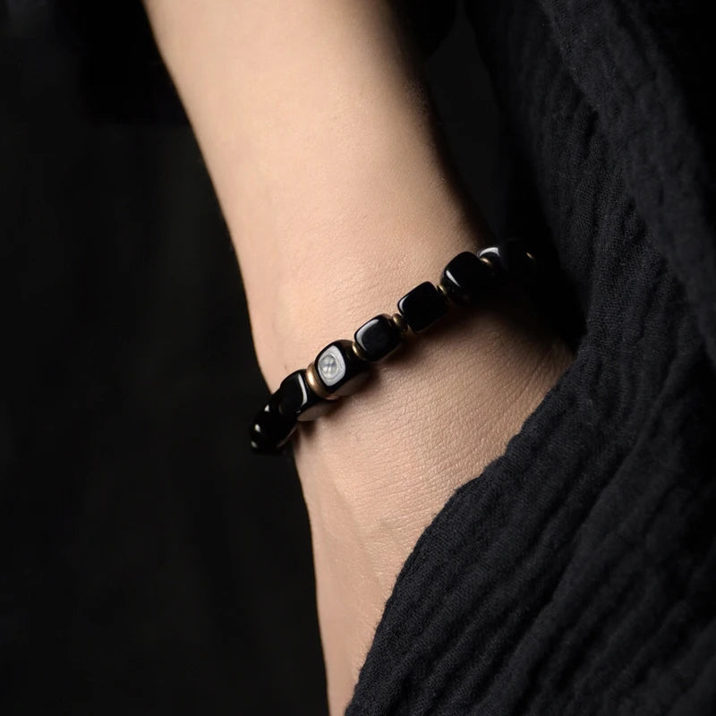 Trendy Black Obsidian Bracelet | Handcrafted Protection Jewelry