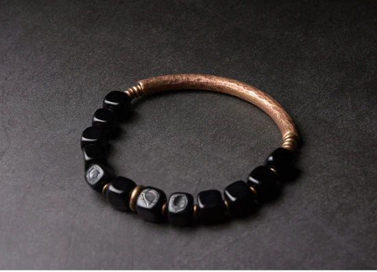 Trendy Black Obsidian Bracelet | Handcrafted Protection Jewelry