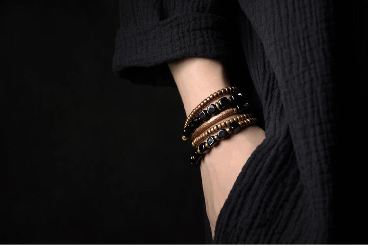 Trendy Black Obsidian Bracelet | Handcrafted Protection Jewelry