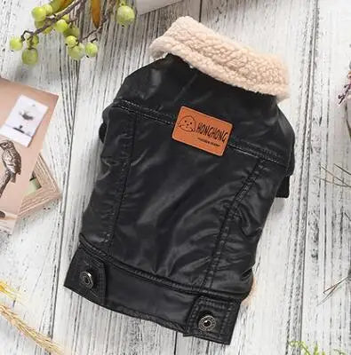 Cozy Leather Winter Pet Jacket | Warm Stylish Dog Coat