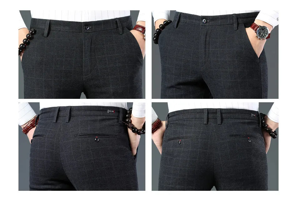 Men's Slim Plaid Casual Pants | Stylish Work & Business Trousers