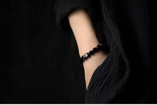 Trendy Black Obsidian Bracelet | Handcrafted Protection Jewelry