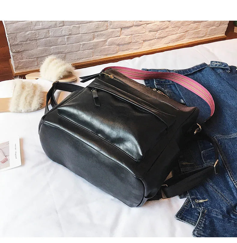 Stylish PU Leather Large Backpack | Women's Vintage Travel Rucksack