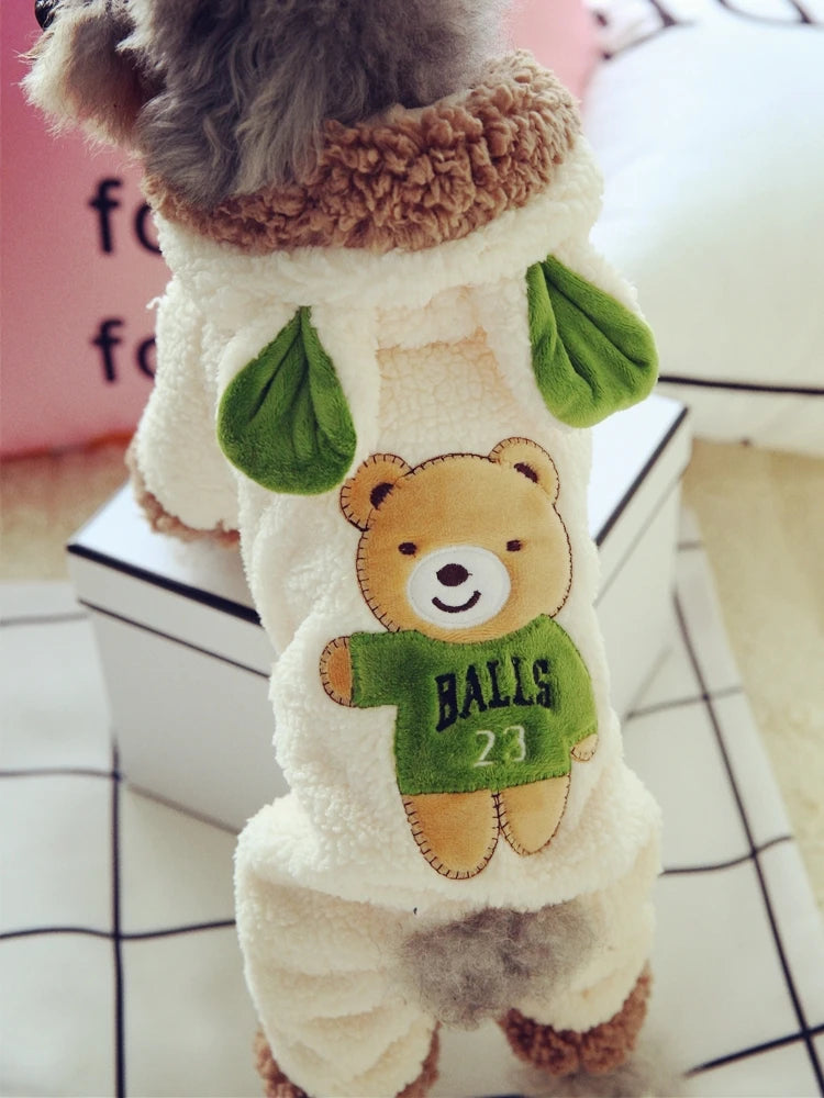 Cute Bear Dinosaur Dog Costume | Warm Winter Coat for Pets