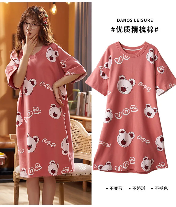 Cute Women's Short Sleeve Nightgown | Plus Size Sleepwear