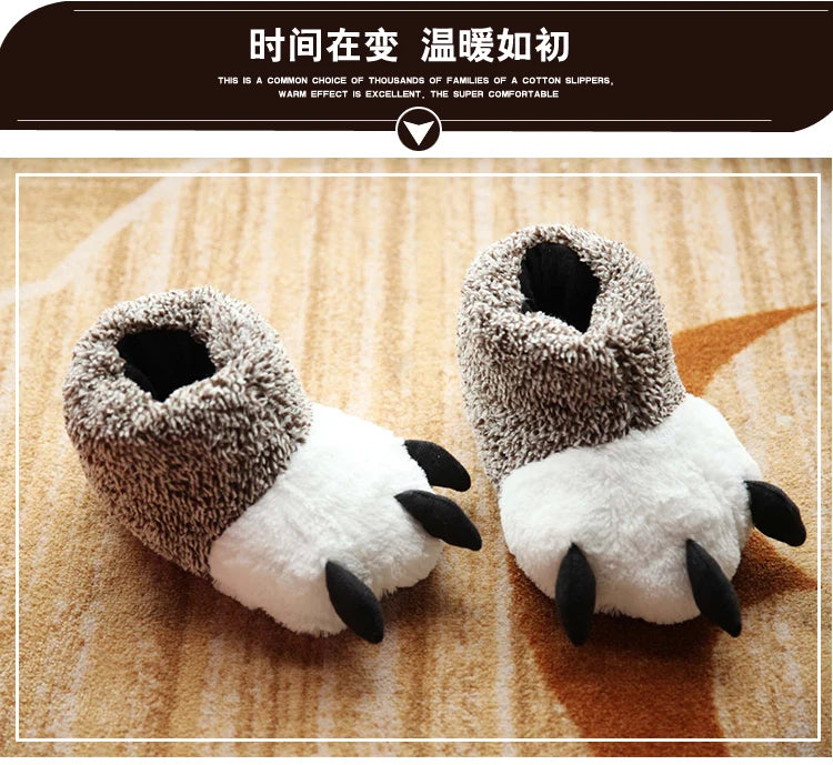 Fluffy Monster Claw Plush Slippers | Cozy Indoor Winter Shoes