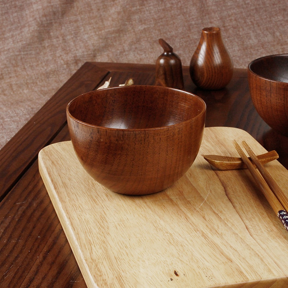 Japanese Style Wooden Bowl | Elegant Natural Wood Tableware
