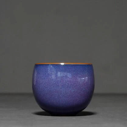 Elegant Purple Ceramic Kung Fu Teacup | Traditional Chinese Drinkware