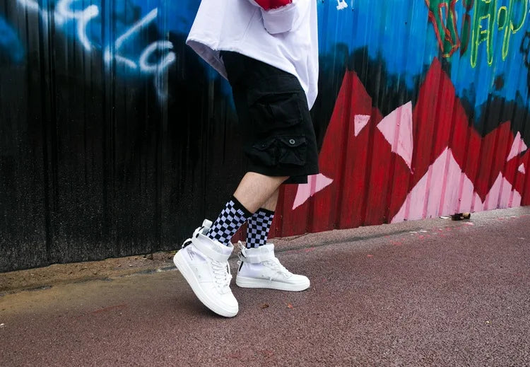 Trendy Checkerboard Socks for Men & Women | Unisex Streetwear Style