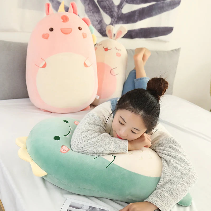 Kawaii Animal Plush Pillow | Cute Dinosaur & Shiba Inu Cushion