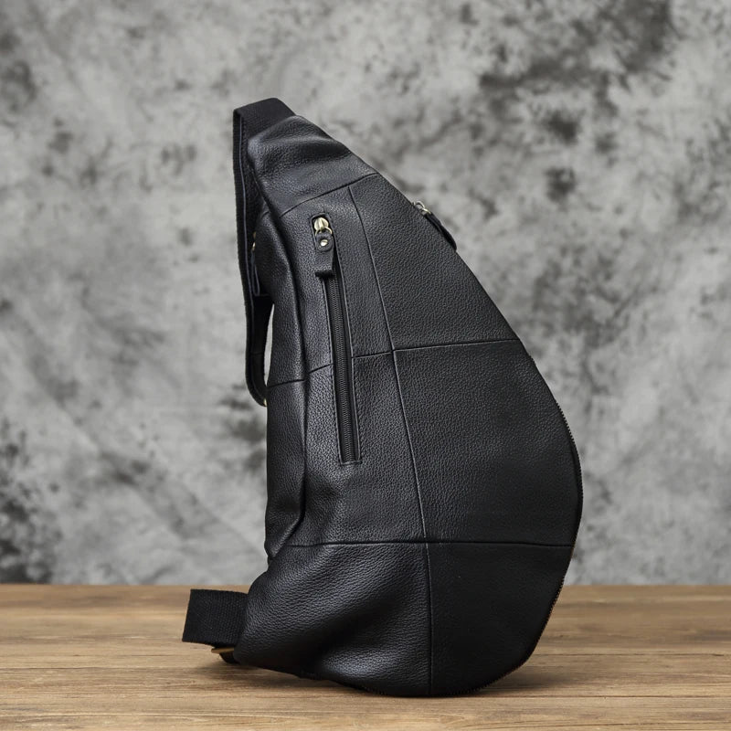 Large Capacity Leather Men's Chest Bag | Retro Casual Messenger Bag