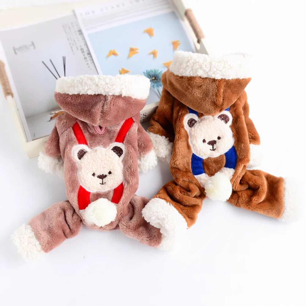 Cute Bear Dinosaur Dog Costume | Warm Winter Coat for Pets