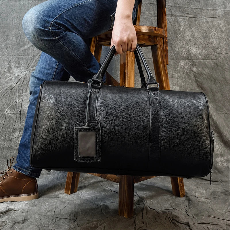 Luxury Genuine Leather Travel Bag for Men & Women | Versatile Duffle