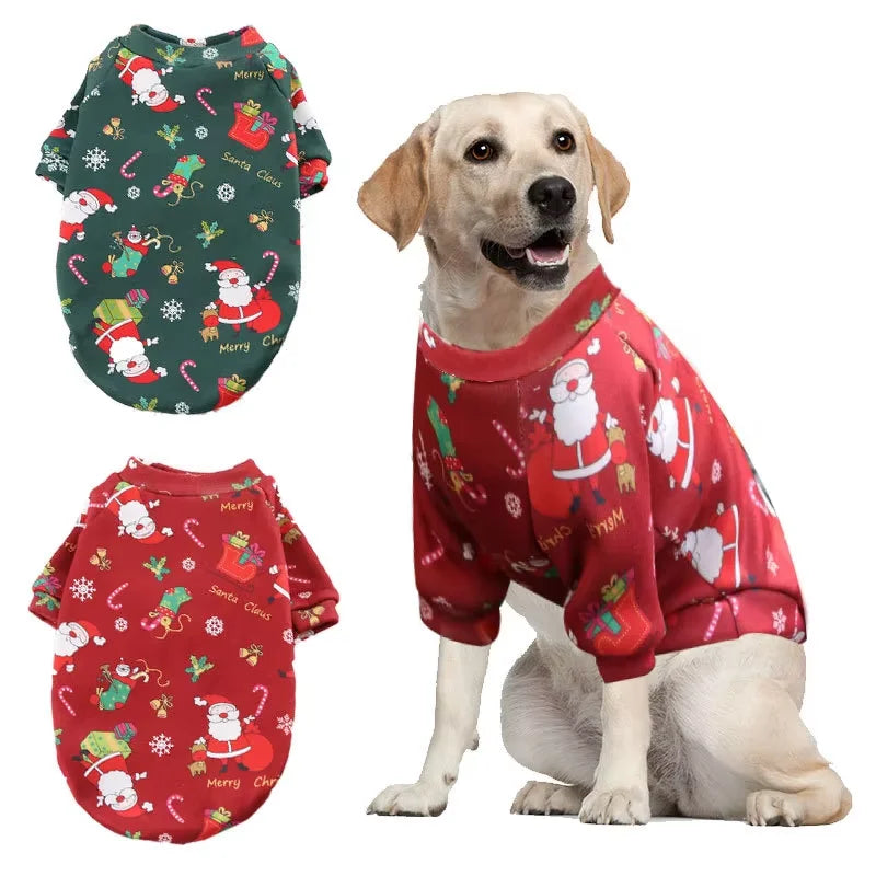 Christmas Printed Pet Sweatshirt | Cozy Fleece-Lined Winter Wear