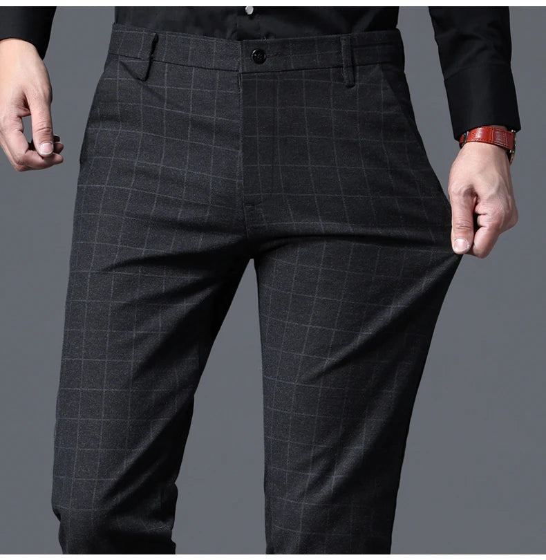 Men's Slim Plaid Casual Pants | Stylish Work & Business Trousers