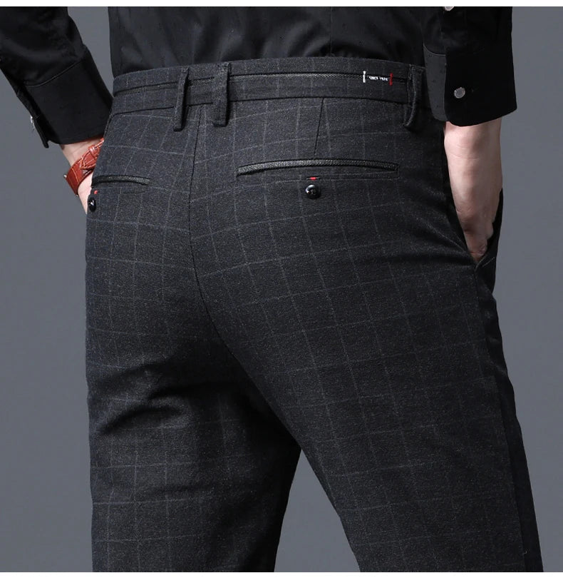 Men's Slim Plaid Casual Pants | Stylish Work & Business Trousers