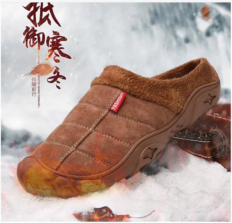 Men's Faux Suede Plush Slippers | Cozy Winter Indoor House Shoes