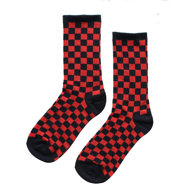 Trendy Checkerboard Socks for Men & Women | Unisex Streetwear Style