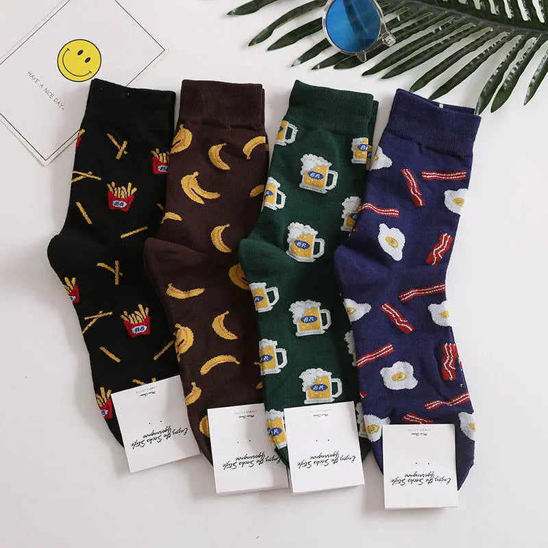 Calcetines Divertidos de Dibujos Animados de Comida para Hombre | Diseños de Aguacate y Hamburguesa