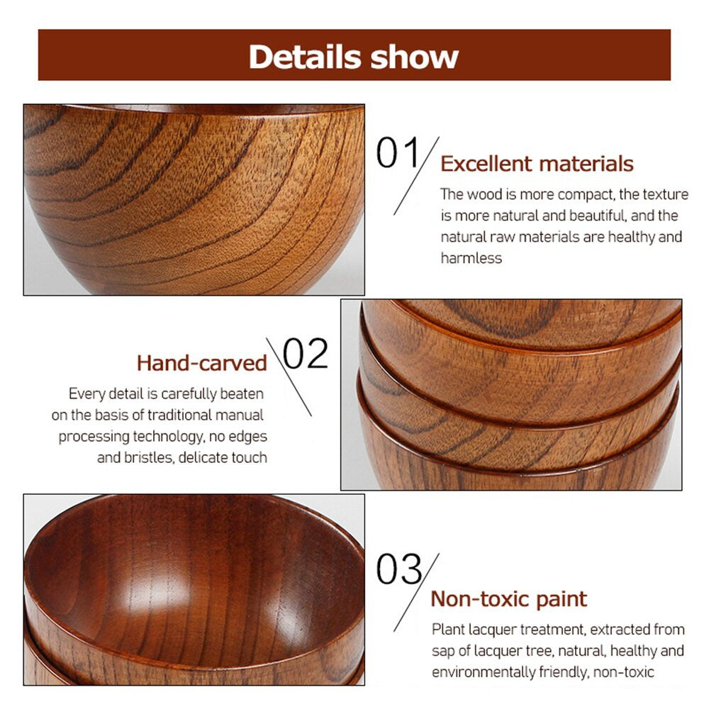 Japanese Style Wooden Bowl | Elegant Natural Wood Tableware