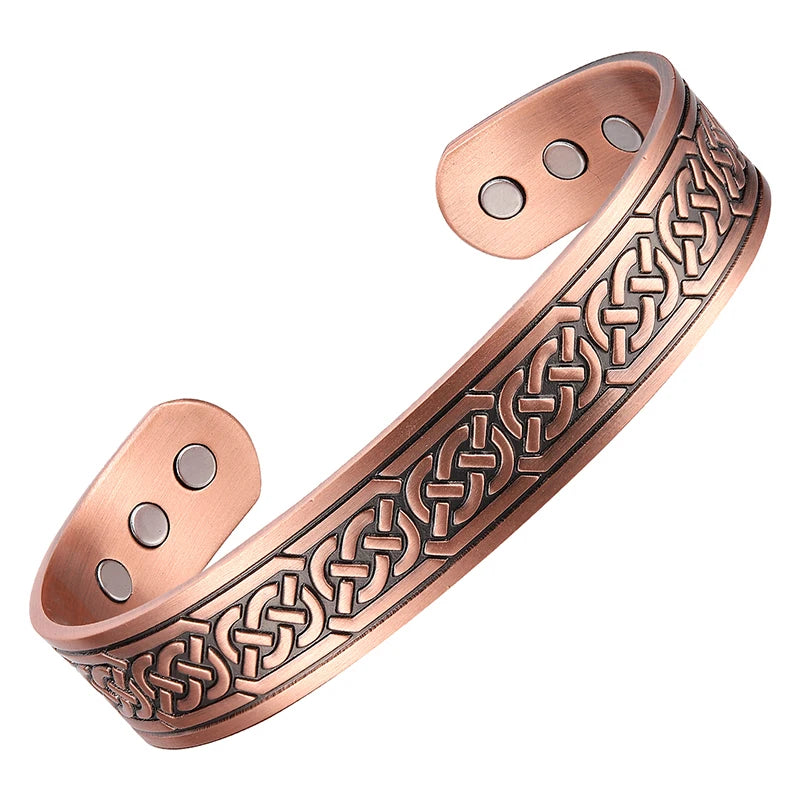 Magnetic Pure Copper Cuff Bangle for Men and Women | Adjustable Bracelet