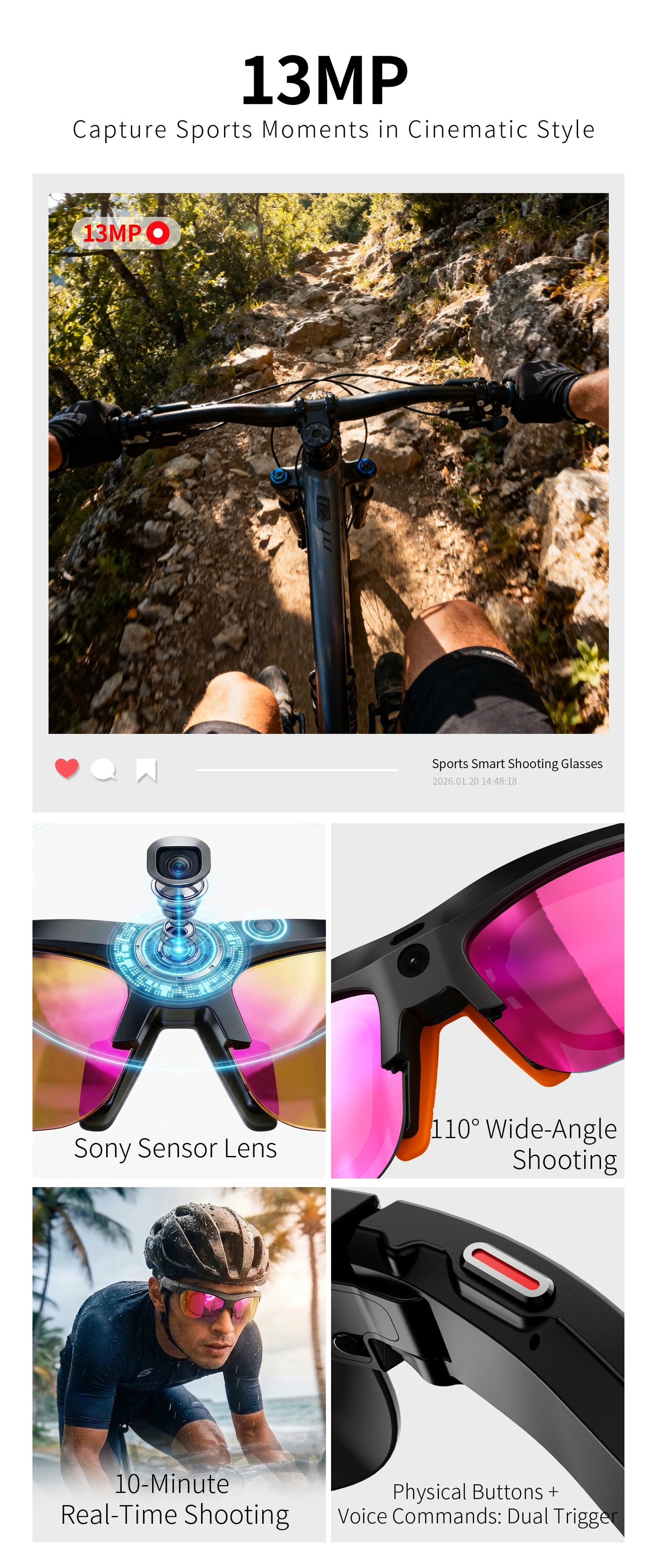 AI Smart Sports Glasses with 1080P HD Camera | Ultimate Outdoor Gear