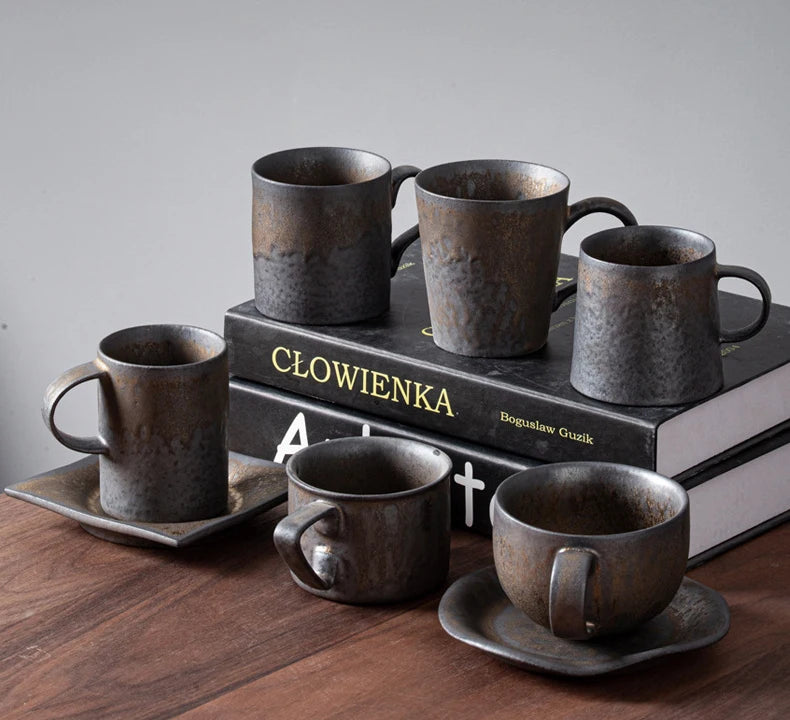 Taza de café vintage japonesa | Vajilla de cerámica retro única