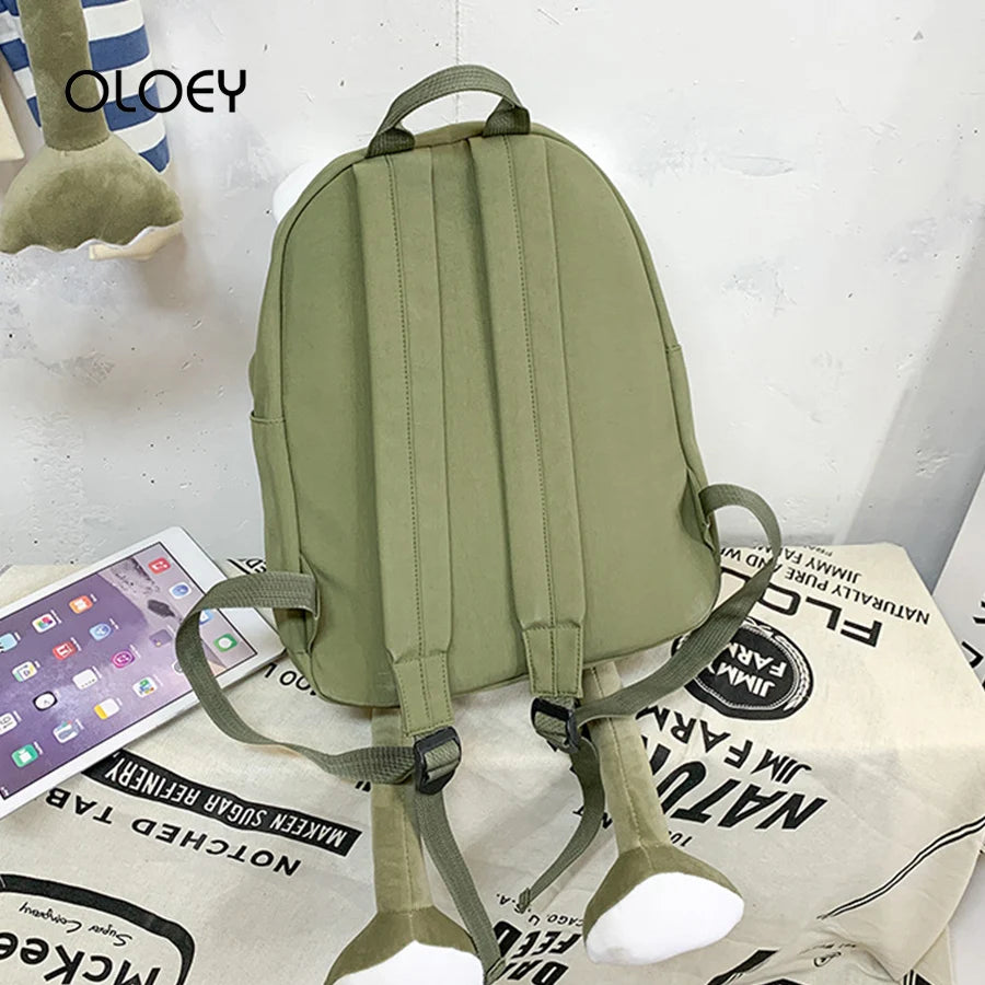 Cartoon Frog Shape Canvas Backpack for Girls | Fun & Functional