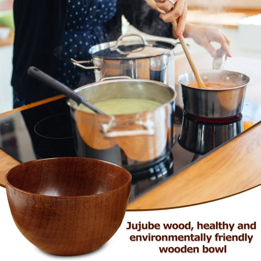 Japanese Style Wooden Bowl | Elegant Natural Wood Tableware
