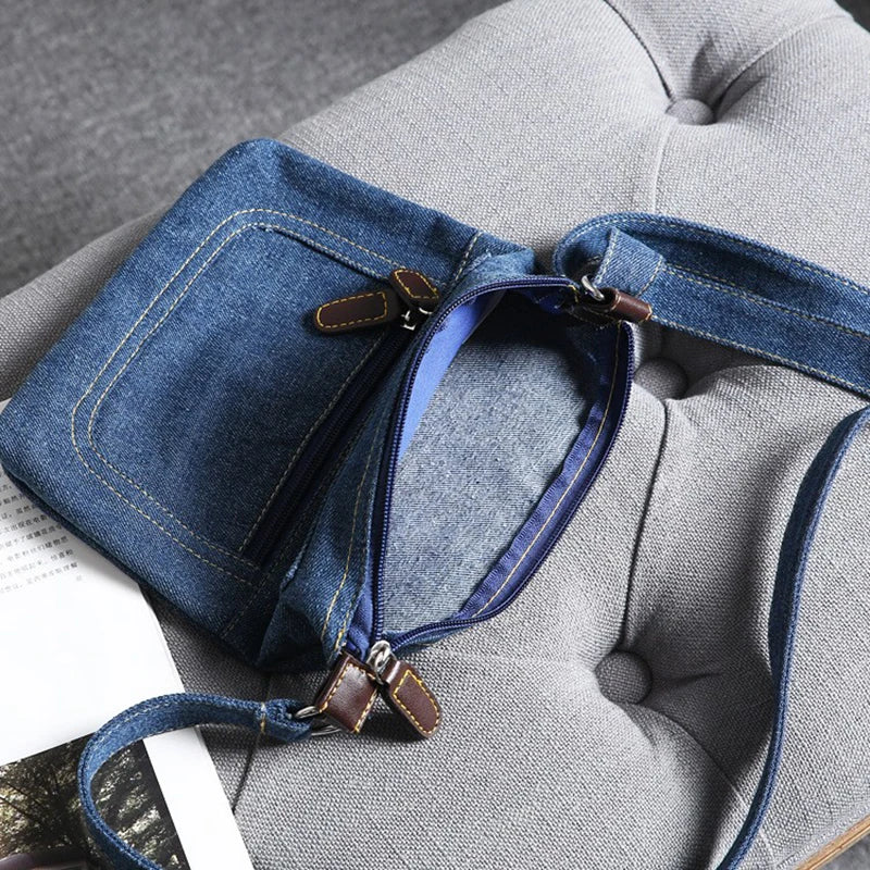 Vintage Denim Crossbody Bag | Stylish Women's Messenger Handbag