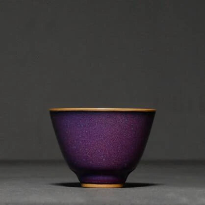 Elegant Purple Ceramic Kung Fu Teacup | Traditional Chinese Drinkware