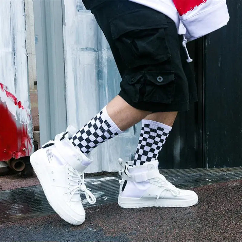 Trendy Checkerboard Socks for Men & Women | Unisex Streetwear Style