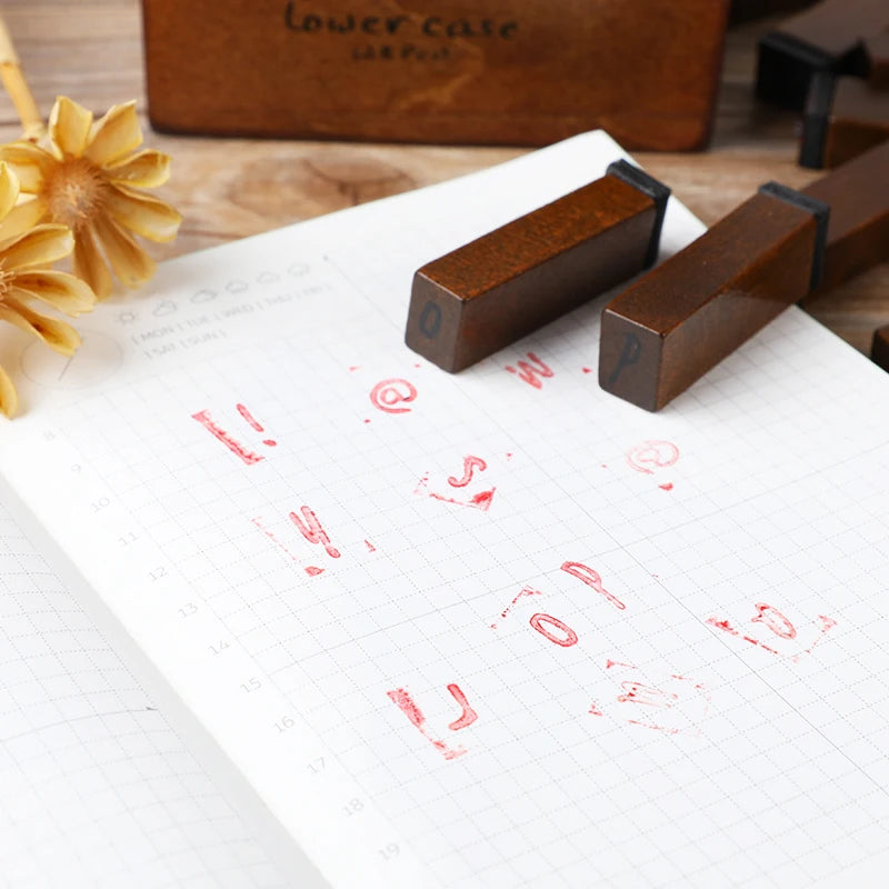Vintage Wooden Alphabet Number Stamps for Craft Projects