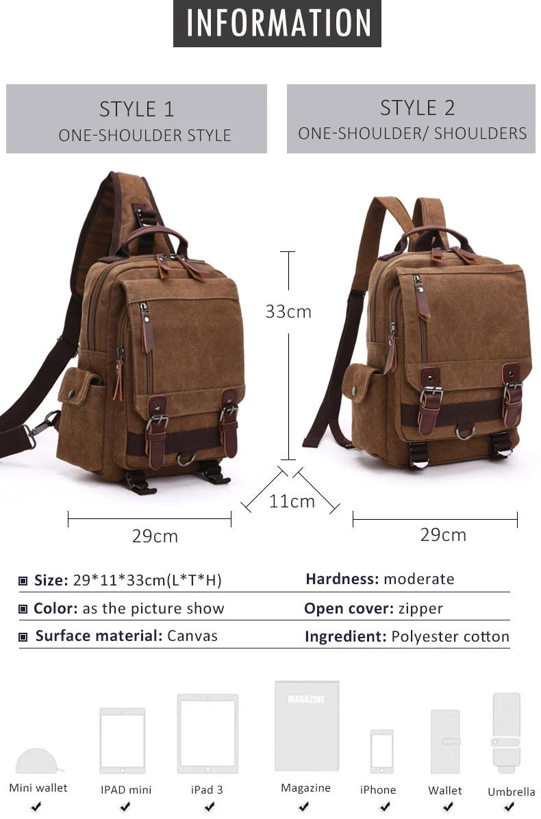 Versatile Small Canvas Backpack for Travel and School