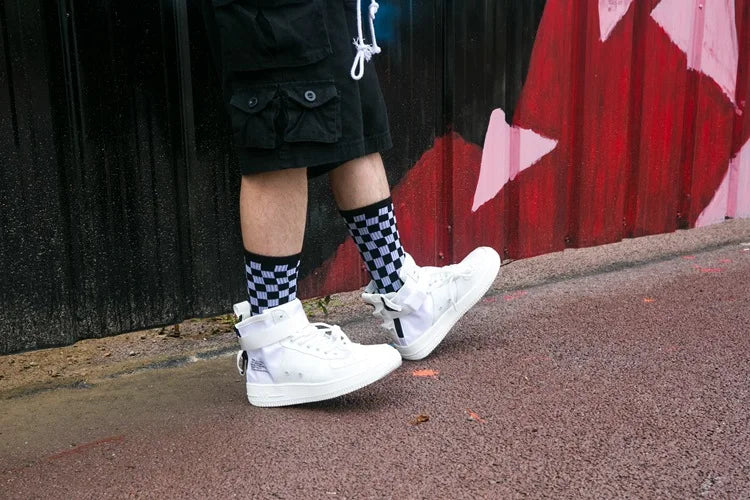 Trendy Checkerboard Socks for Men & Women | Unisex Streetwear Style