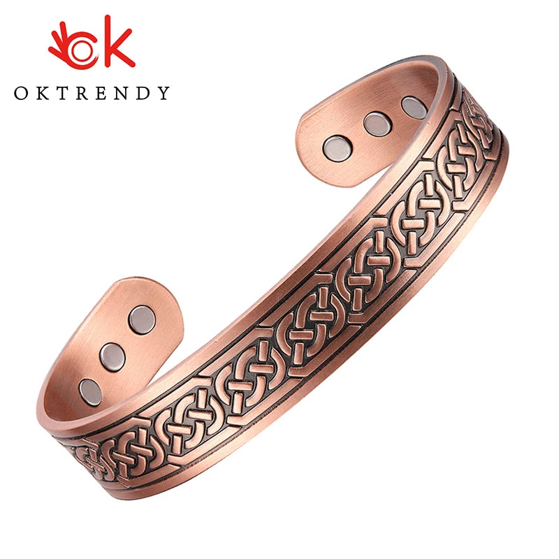 Magnetic Pure Copper Cuff Bangle for Men and Women | Adjustable Bracelet