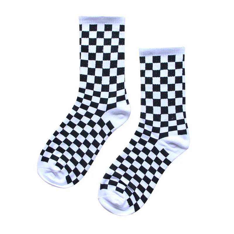 Trendy Checkerboard Socks for Men & Women | Unisex Streetwear Style