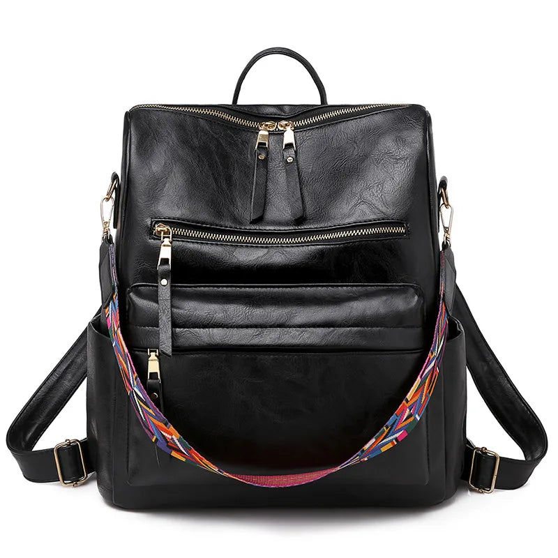 Stylish PU Leather Large Backpack | Women's Vintage Travel Rucksack