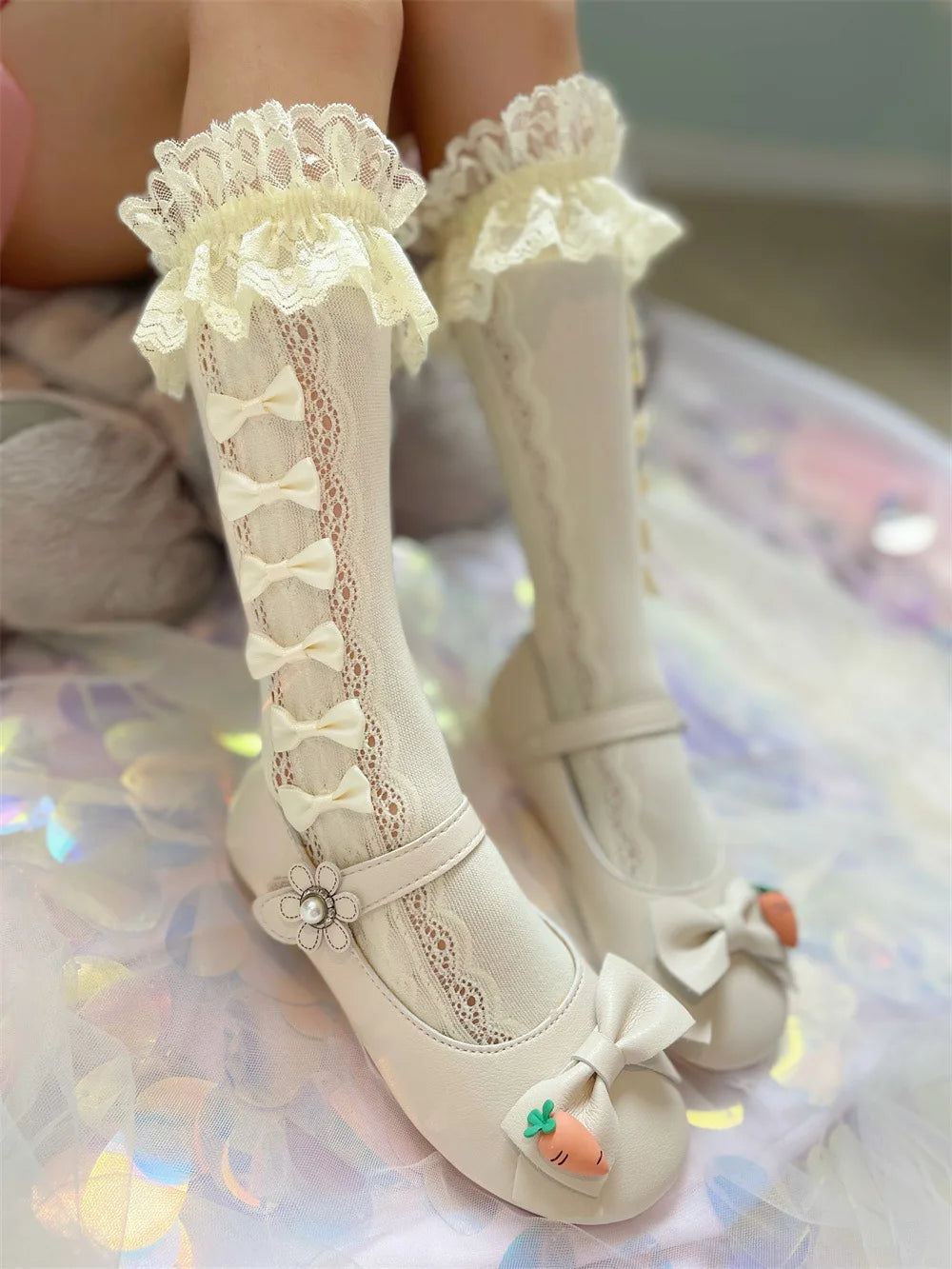 High Knee Lace Dress Socks | Elegant Cosplay & Fashion Accessories