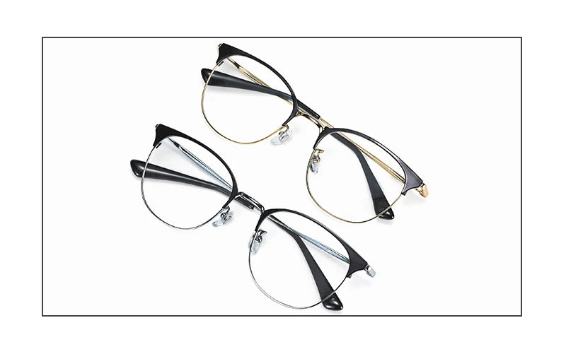 Stylish Retro Half Frame Prescription Glasses | Unisex Eyewear