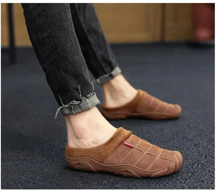 Men's Faux Suede Plush Slippers | Cozy Winter Indoor House Shoes