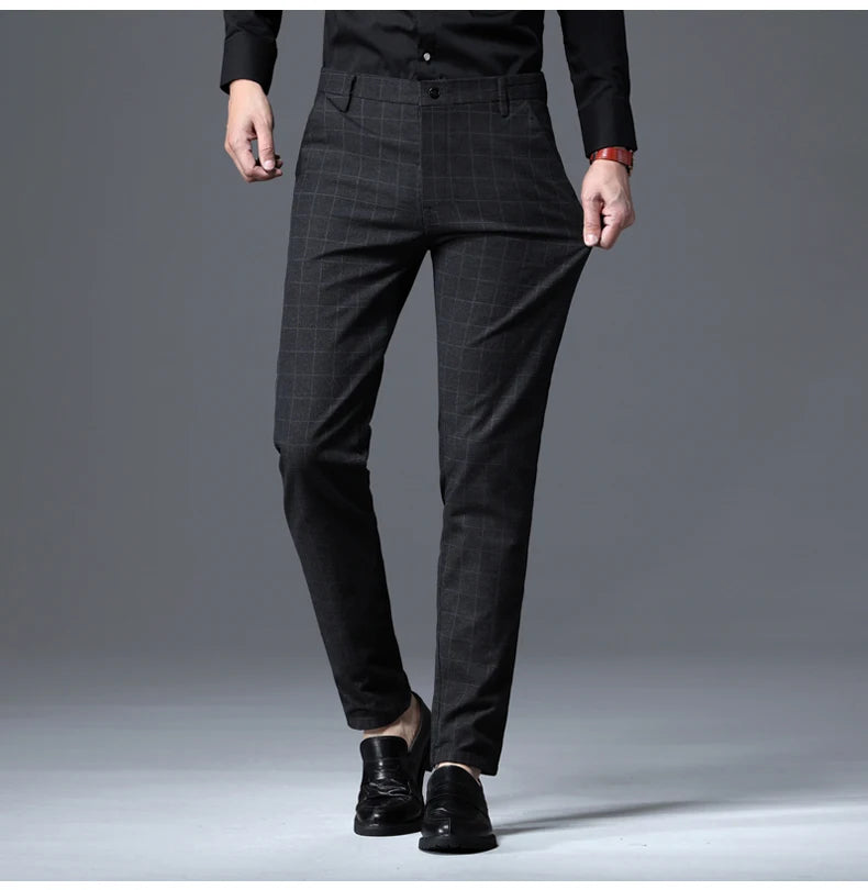 Men's Slim Plaid Casual Pants | Stylish Work & Business Trousers