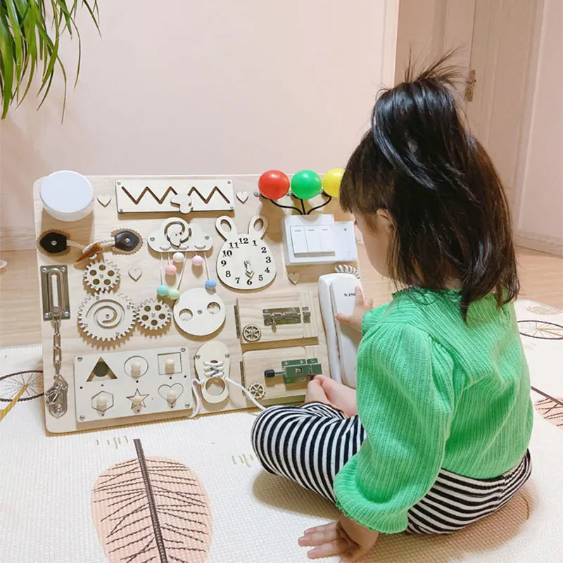 Educational Montessori Busy Board for Kids | Sensory Wooden Toys