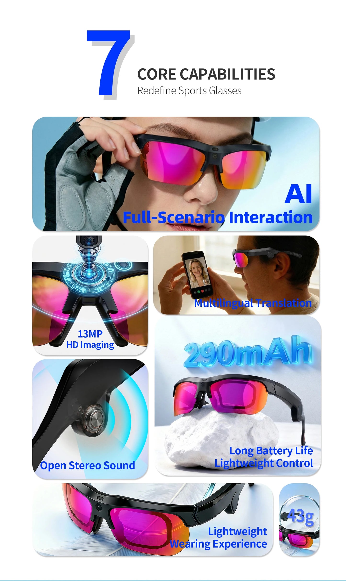 AI Smart Sports Glasses with 1080P HD Camera | Ultimate Outdoor Gear