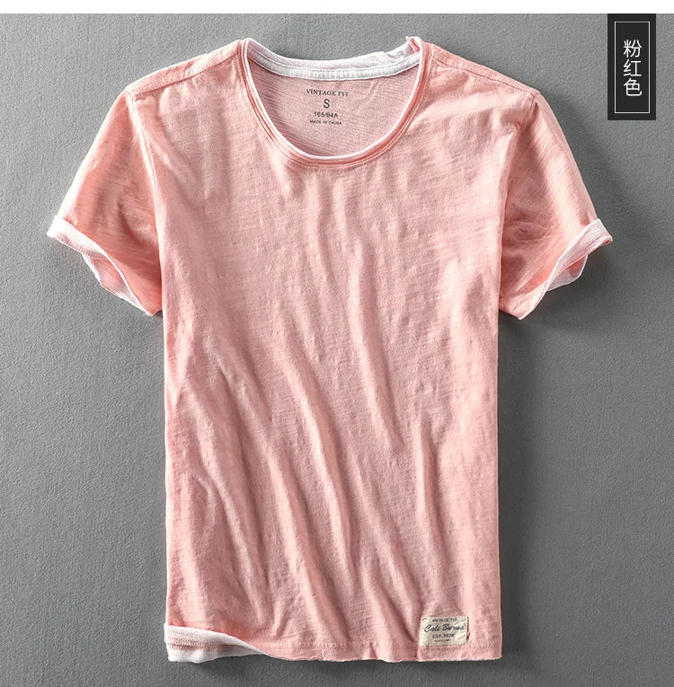 Summer Men's Bamboo Cotton Short Sleeve T-Shirt | Casual Comfort