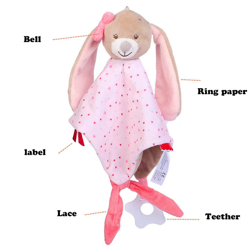 Cute Elephant Plush Teether Rattle for Newborns | Soft Blanket Toy