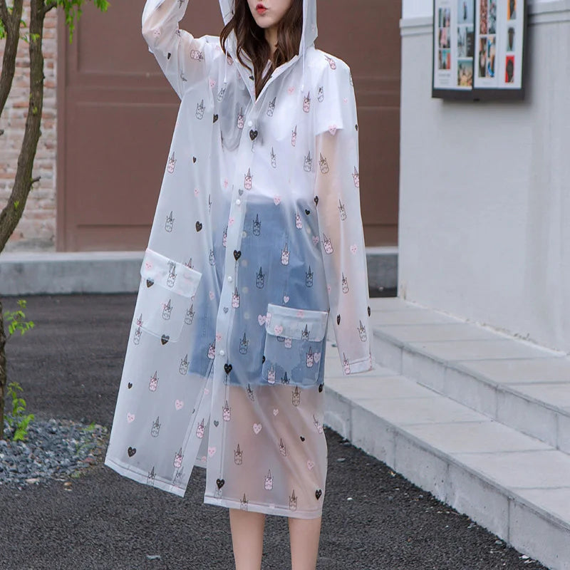 Cute Transparent Raincoat Poncho | Waterproof Cloak for Adults