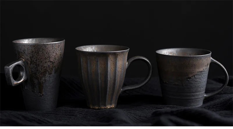 Vintage Ceramic Tea and Coffee Cup with Wooden Handle