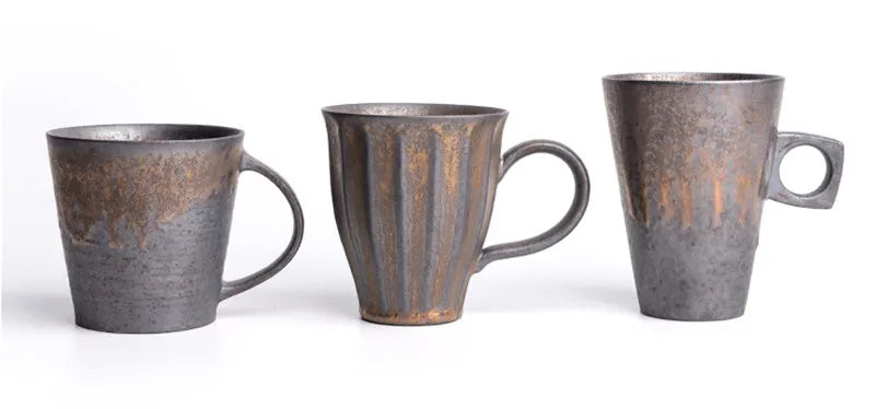 Vintage Ceramic Tea and Coffee Cup with Wooden Handle