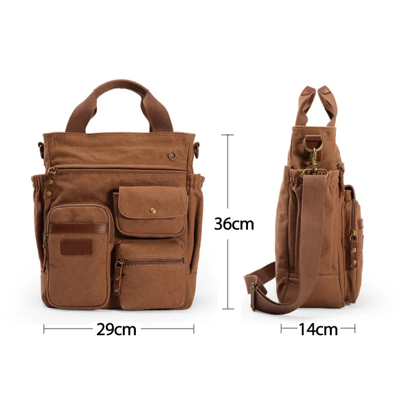 Men's Vintage Canvas Crossbody Handbag | Large Casual Tote Bag